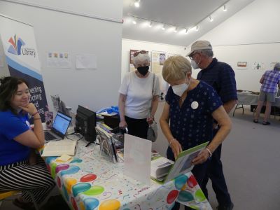 people talking at a table